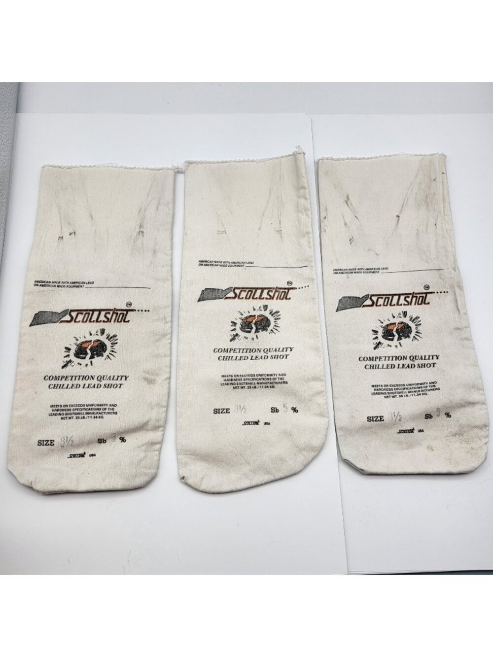 Vintage Lead Shot Canvas Bags Empty Lot 3 sz. 8.5 scottshot